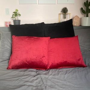 2 Crushed Red Velvet Accent Pillows